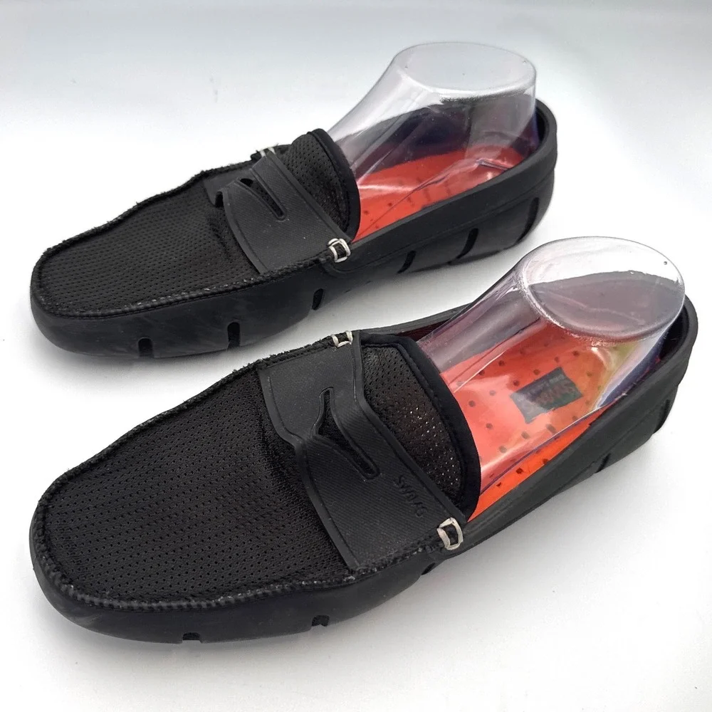SWIMS Mens Penny Loafers Sz 9 Black Mesh Boat Beach Pool Slip-Ons Water Shoes
